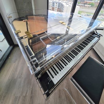 designer piano in a penthouse